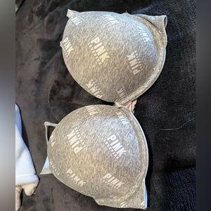 gray women’s push up bra, size 32D